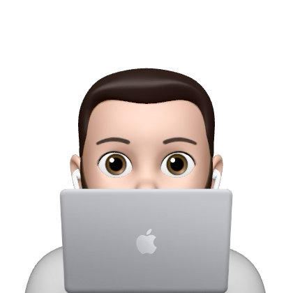 Erez's Memoji with a MacBook Pro.